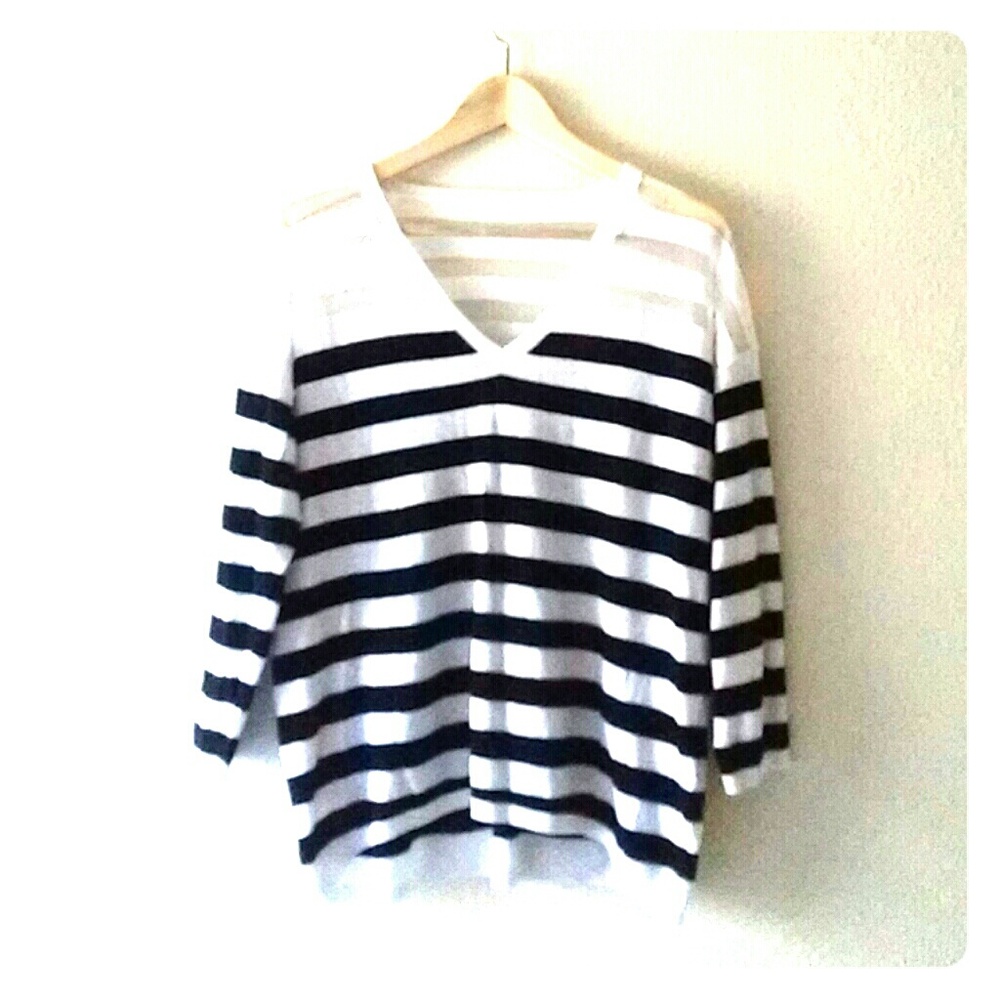 NORDSTROM Black and White Cotton Silk Viscose Sz M